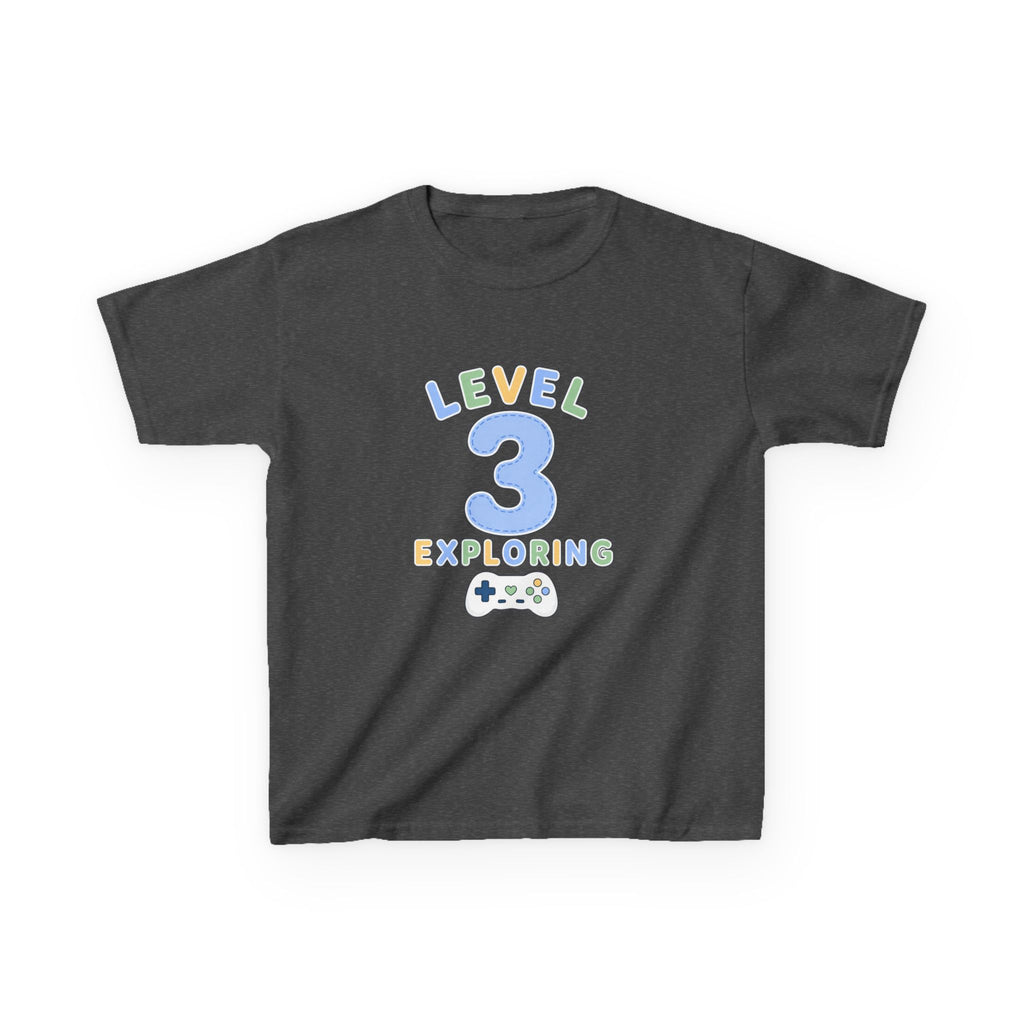 Kids Birthday Gaming T-Shirt — 'Level 3 Exploring' Gamer Graphic Tee