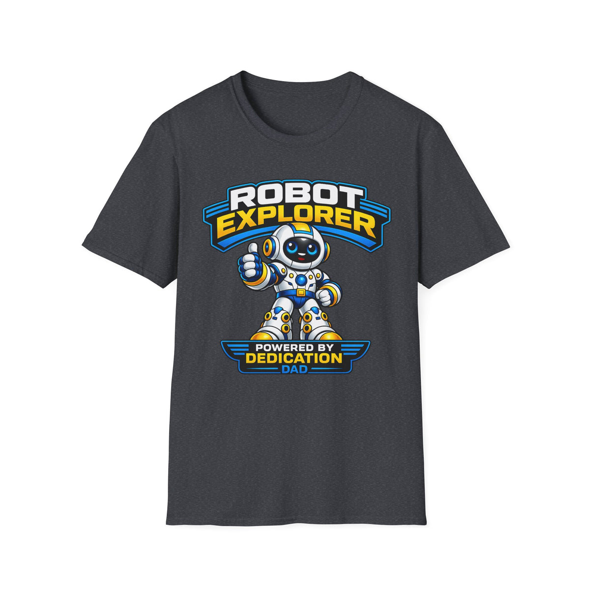 Copy of Robot Explorer T-Shirt — Cute Cartoon Robot Graphic Tee ("Powered by Dedication")
