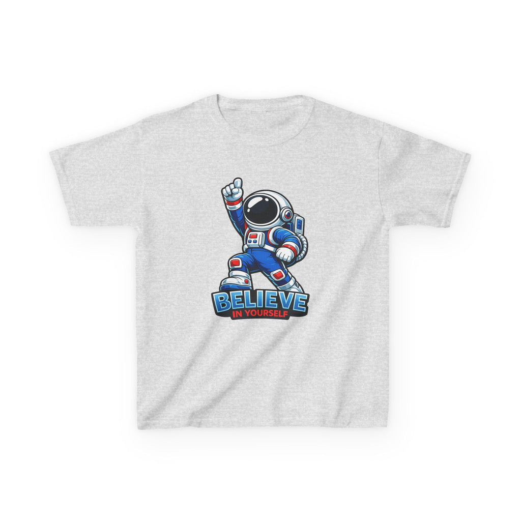 Kids Astronaut T-Shirt — 'Believe In Yourself' Motivational Graphic Tee