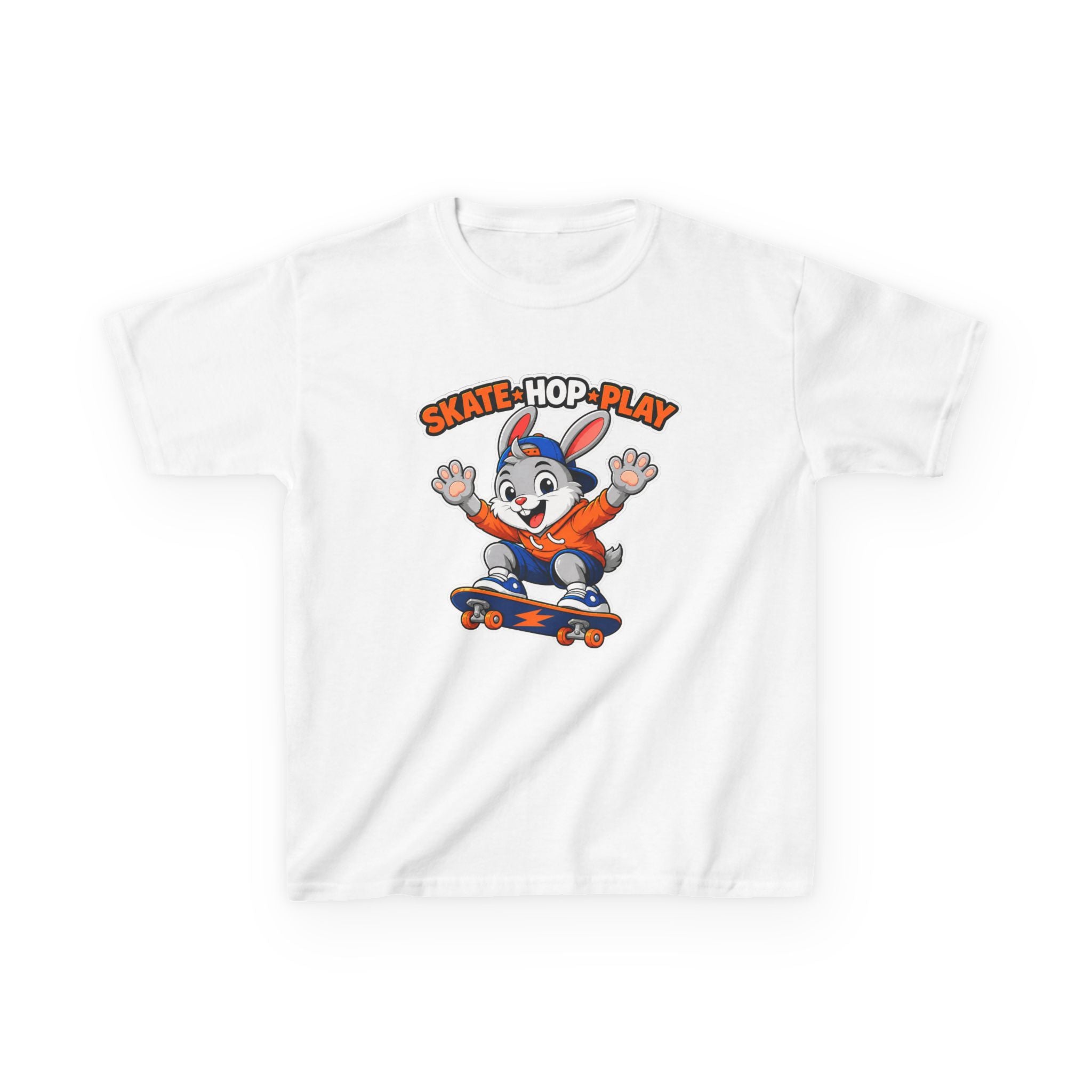 Kids Skate Hop Play T-Shirt — Cute Skateboarding Bunny Tee for Boys & Girls