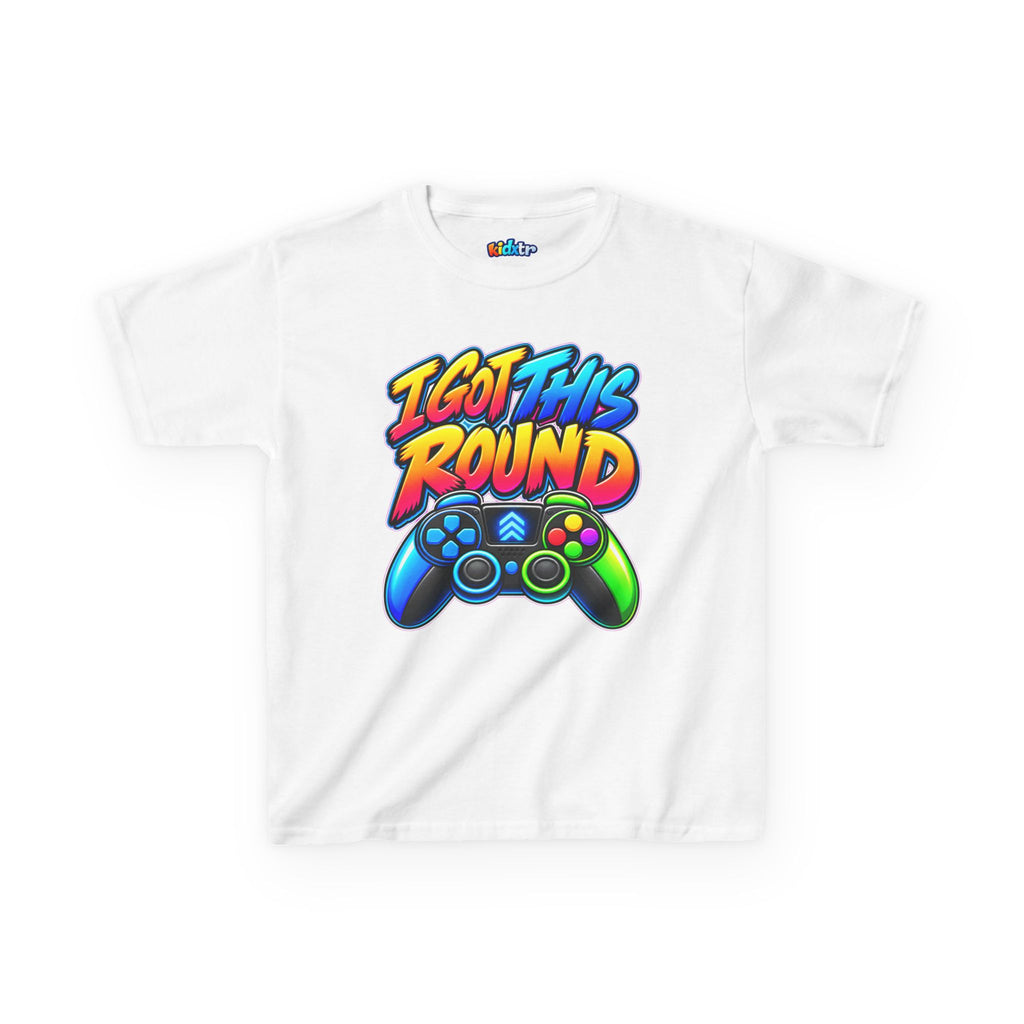 Kidxtr™ Kids Gamer T-Shirt — 'I Got This Round' Gaming Graphic Tee