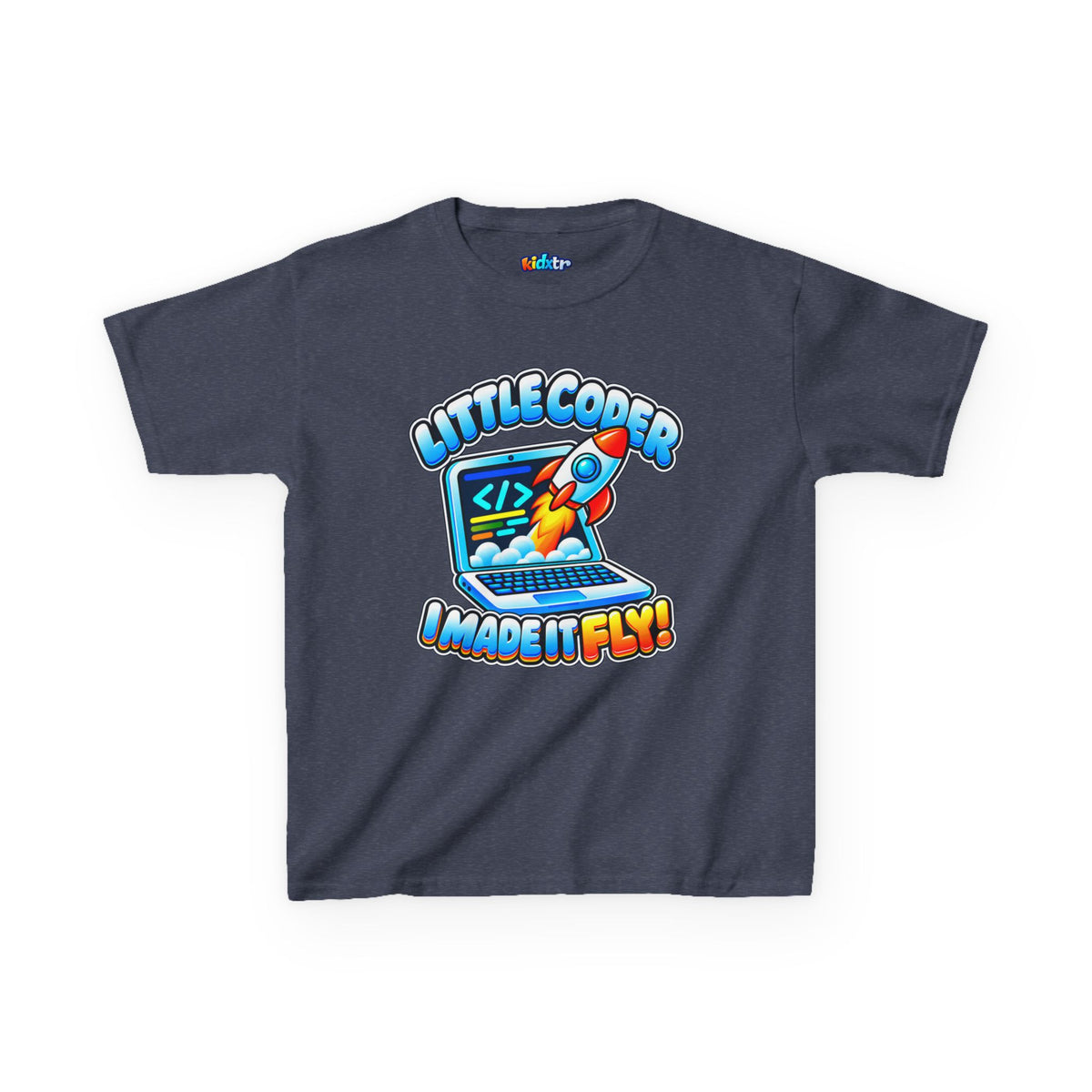Kidxtr™ Kids Coder T-Shirt — 'I Made It Fly' Little Coder Robot Graphic Tee