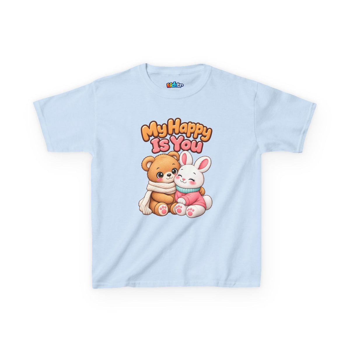 Kidxtr™ Kids Bear & Bunny T-Shirt — 'My Happy Is You' Cute Animal Graphic Tee