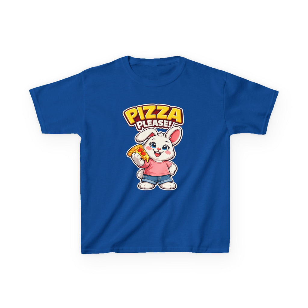Kids Bunny T-Shirt — 'Pizza Please!' Cartoon Graphic Tee