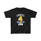 Kids Birthday Gaming T-Shirt — 'Level 4 Ready' Video Game Controller Graphic Tee