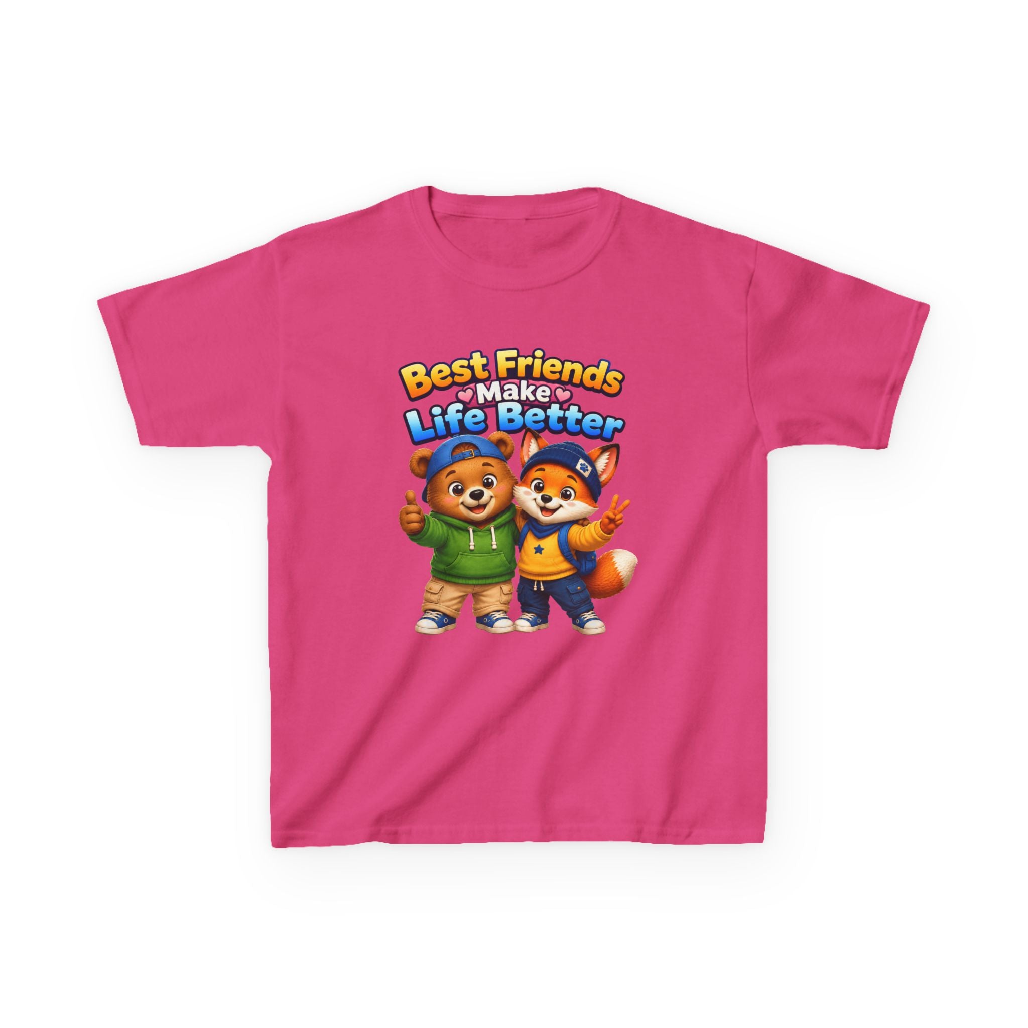 Kids Friendship T-Shirt — 'Best Friends Make Life Better' Cute Bear & Fox Graphic Tee