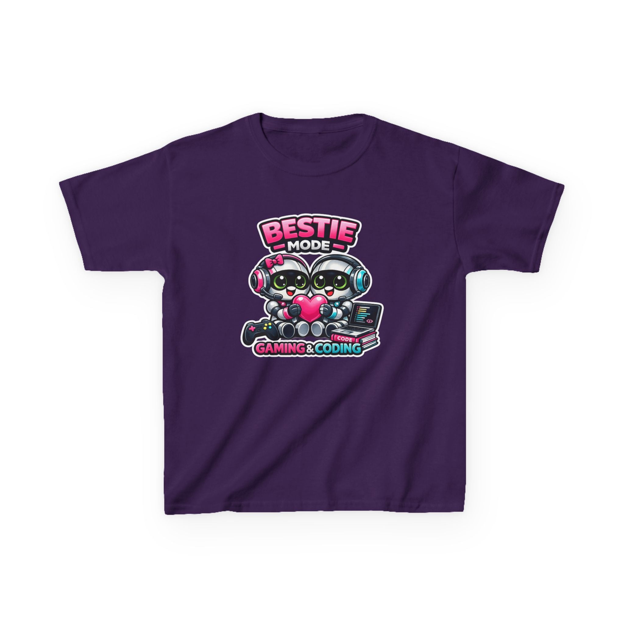 Kids Gaming T-Shirt — 'Bestie Mode' Cute Robot Friends Gaming & Coding Graphic Tee