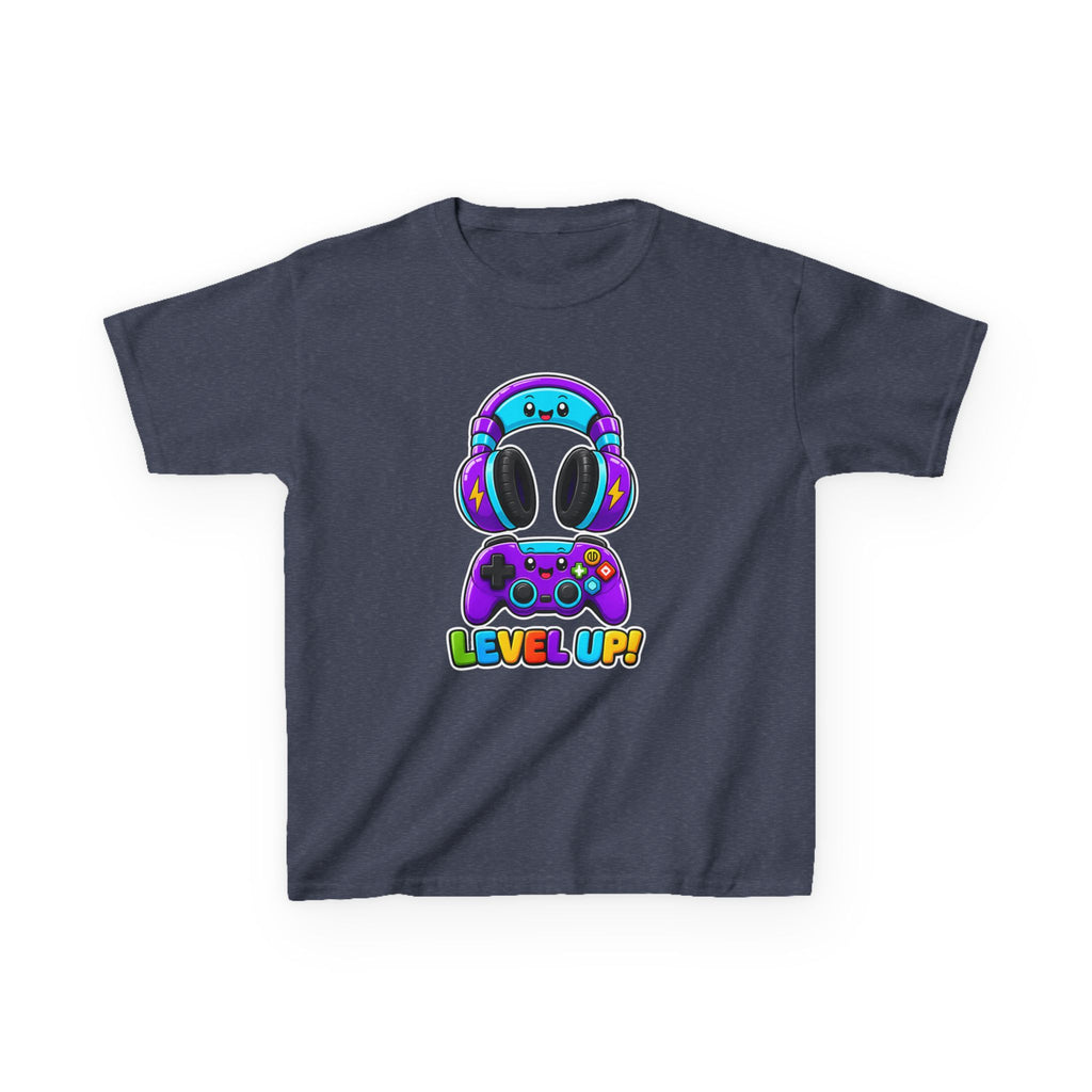 Kids Gaming T-Shirt — 'Level Up!' Colorful Controller & Headset Graphic Tee