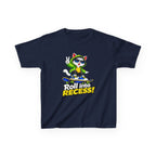 Kids Skateboarding Cat T-Shirt — 'Roll into Recess!' Graphic Tee
