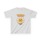 Kids Sunshine T-Shirt — 'Sunshine & Snacks' Smiling Daisy Graphic Tee