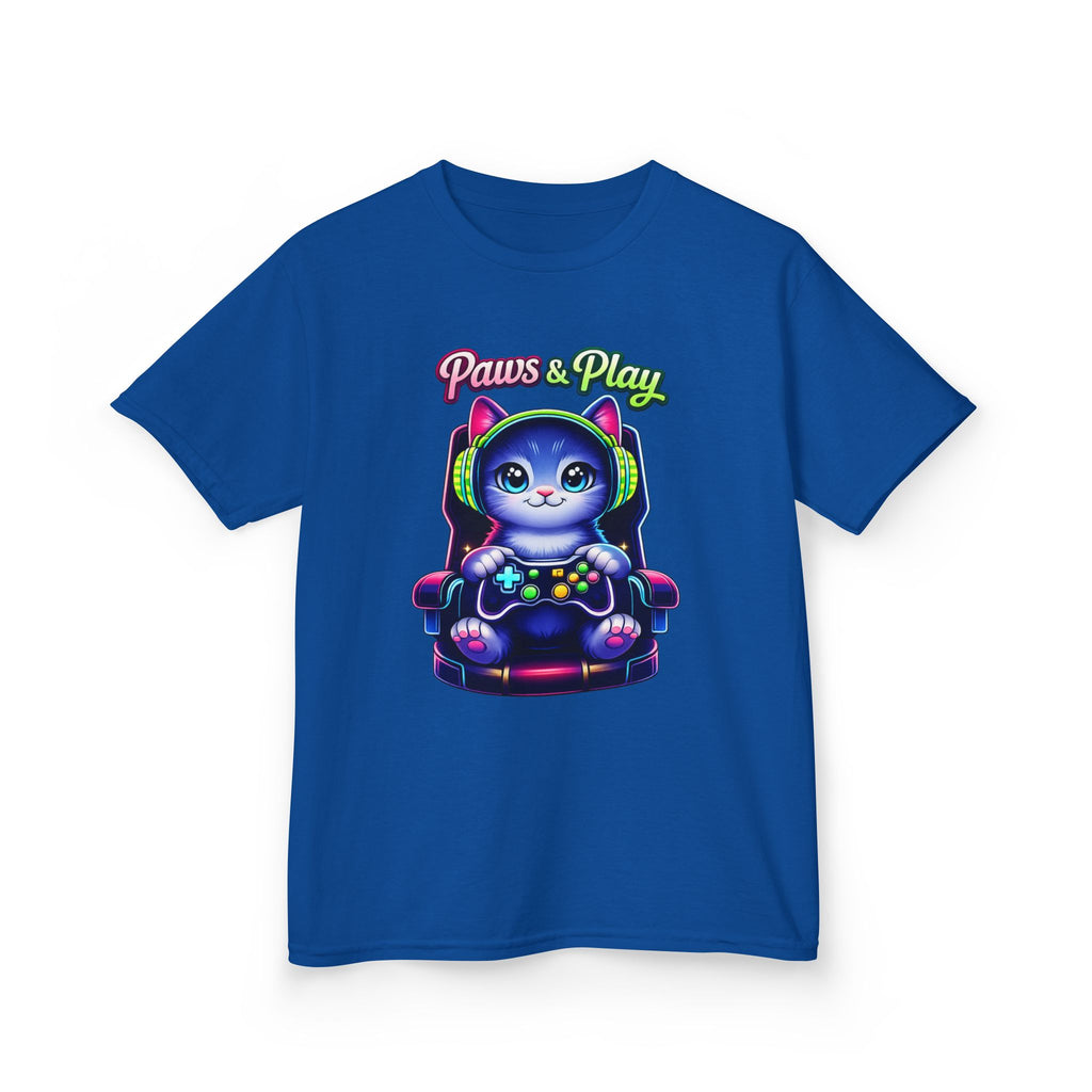 Kids Gamer T-Shirt – Cat Play & Pause Graphic Tee