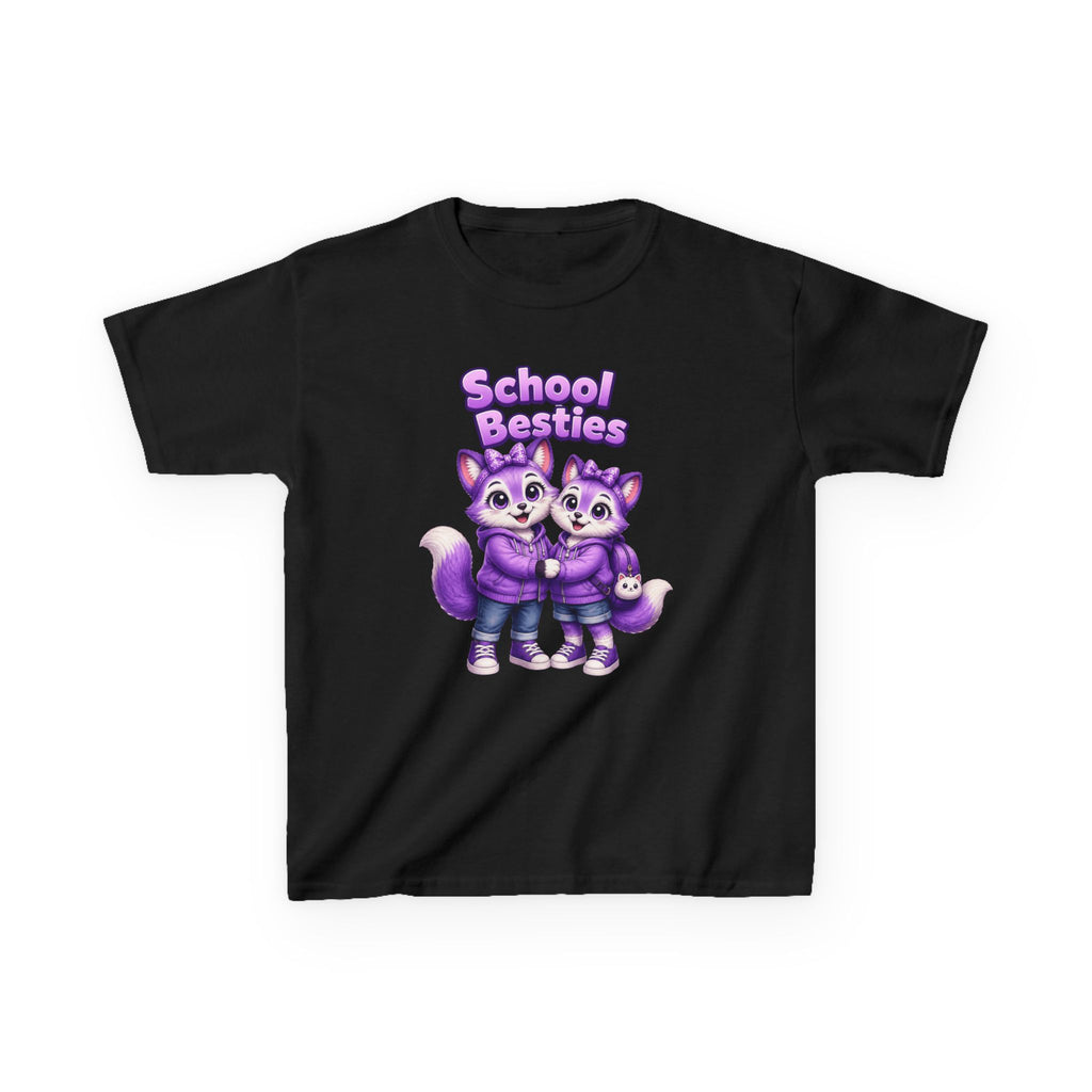 Kids Fox T-Shirt — 'School Besties' Purple Foxes Graphic Tee