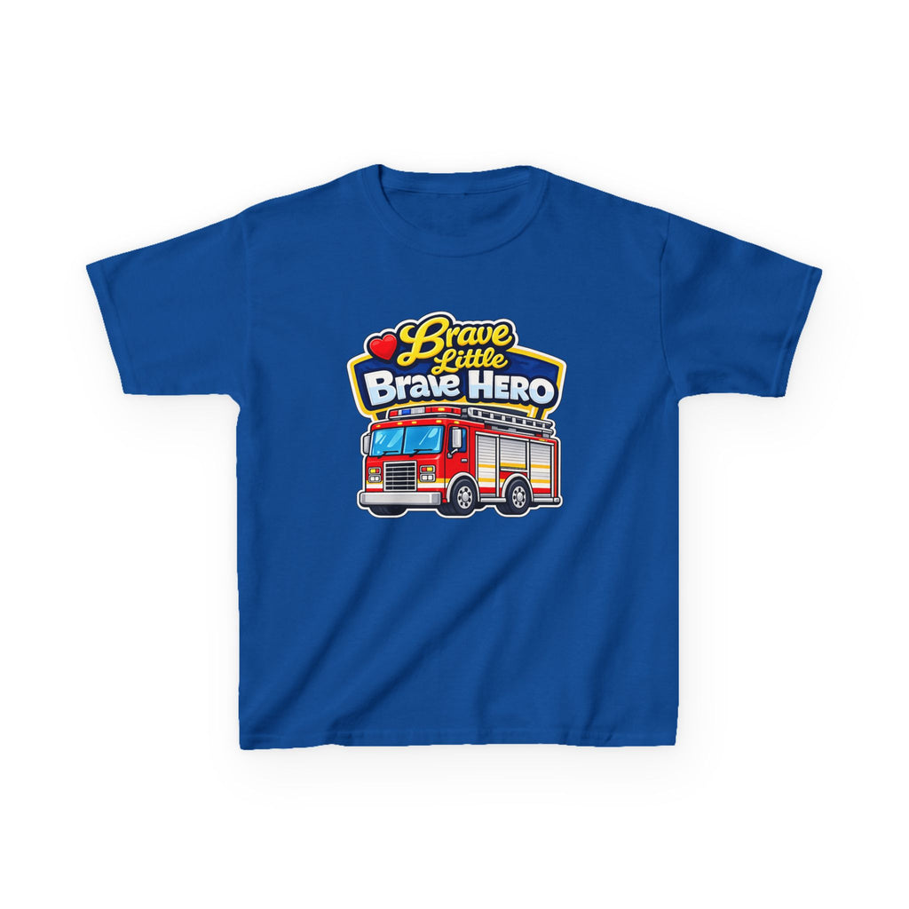 Kids Tee — "Brave Little Brave Hero" Firetruck T-Shirt Graphic