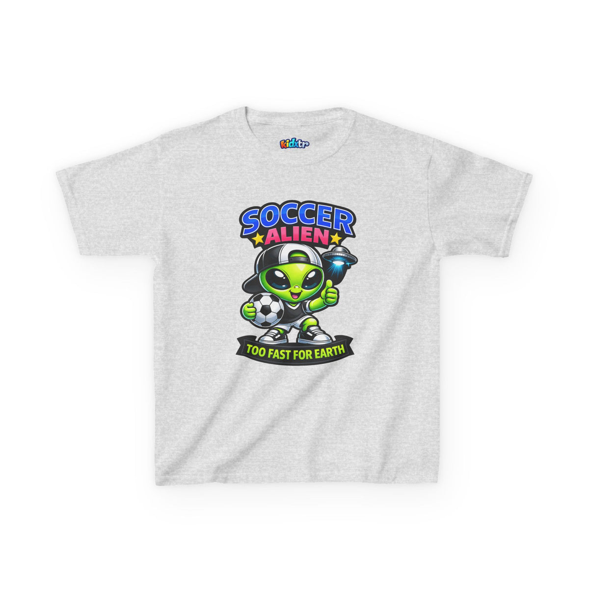 Kidxtr™ Kids Soccer T-Shirt — 'Too Fast for Earth' Alien Soccer Graphic Tee