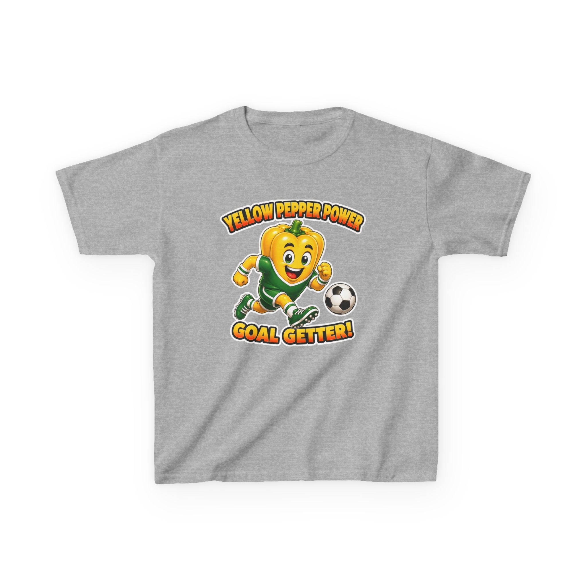 Kids Soccer T-Shirt — 'Yellow Pepper Power' Goal Getter Graphic Tee