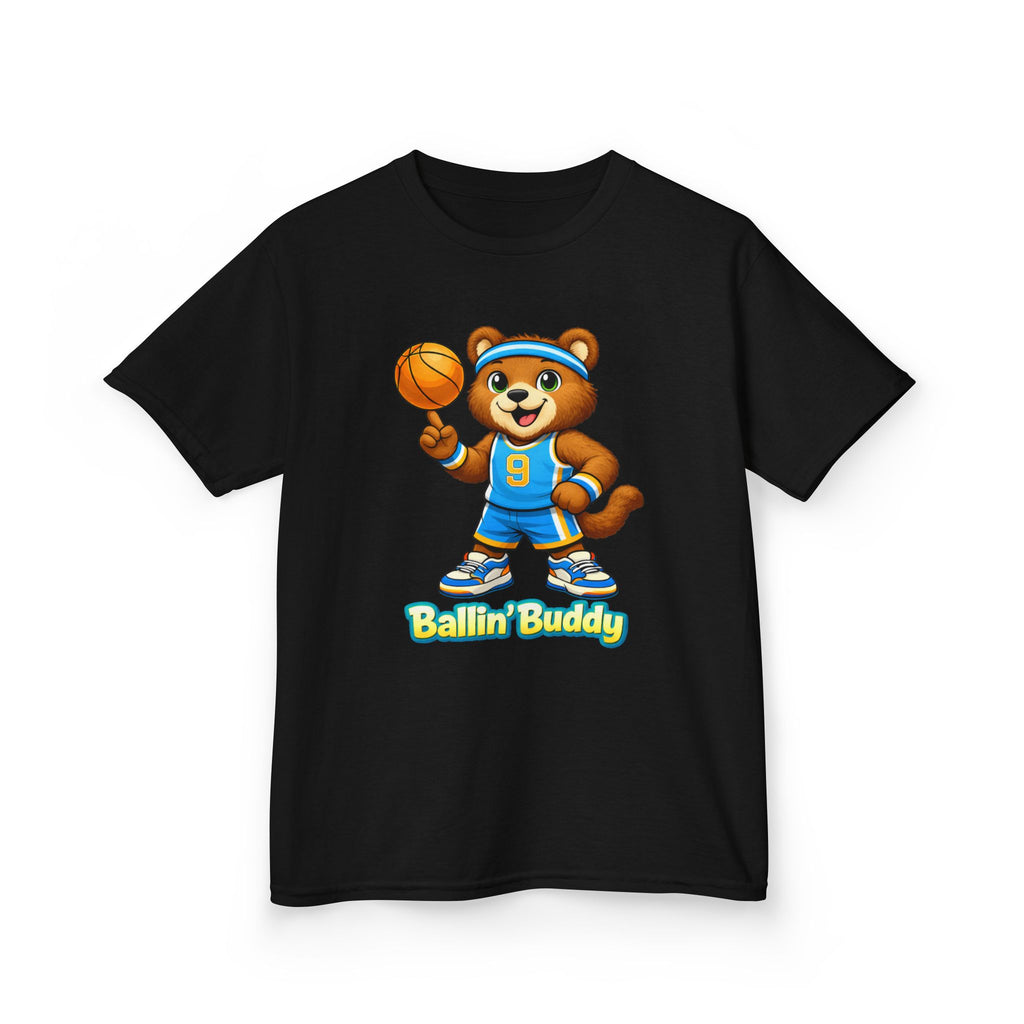 Kidxtr™ Kids Basketball T-Shirt — 'Ballin' Buddy' Cute Bear Basketball Graphic Tee