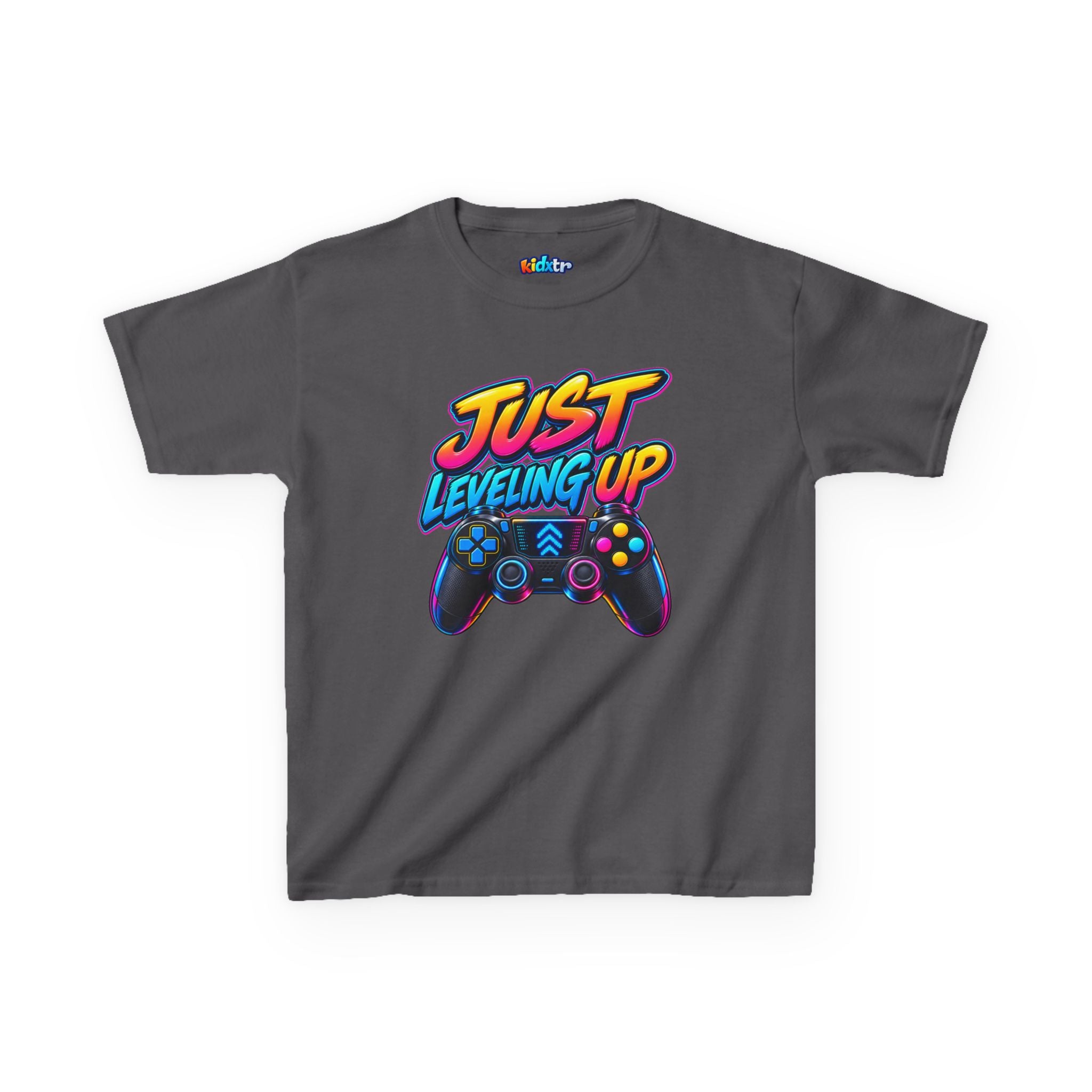 Kidxtr™ Kids Gaming T-Shirt — 'Just Leveling Up' Controller Graphic Tee