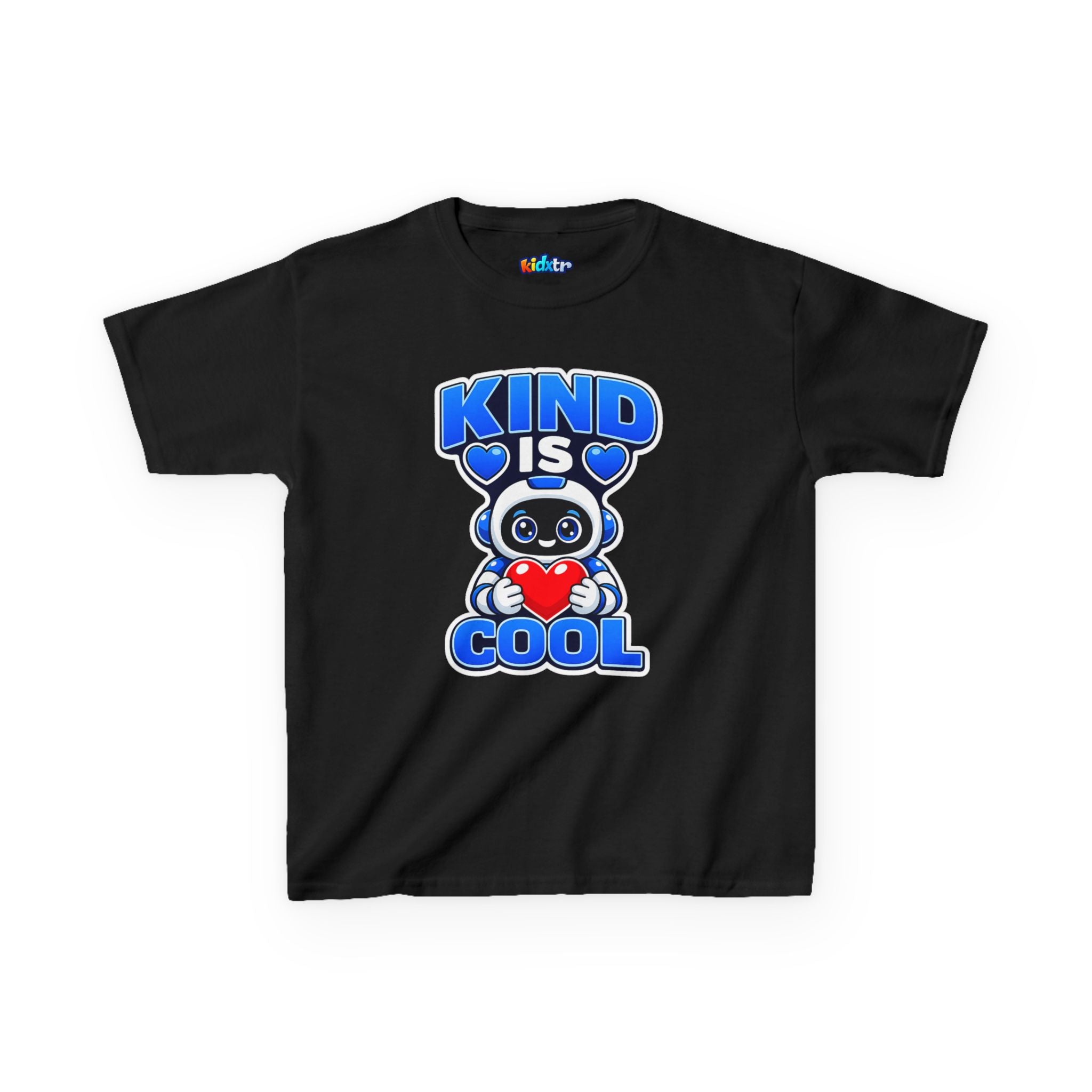 Kidxtr™ Kids Robot T-Shirt — 'Kind Is Cool' Heart Graphic Tee