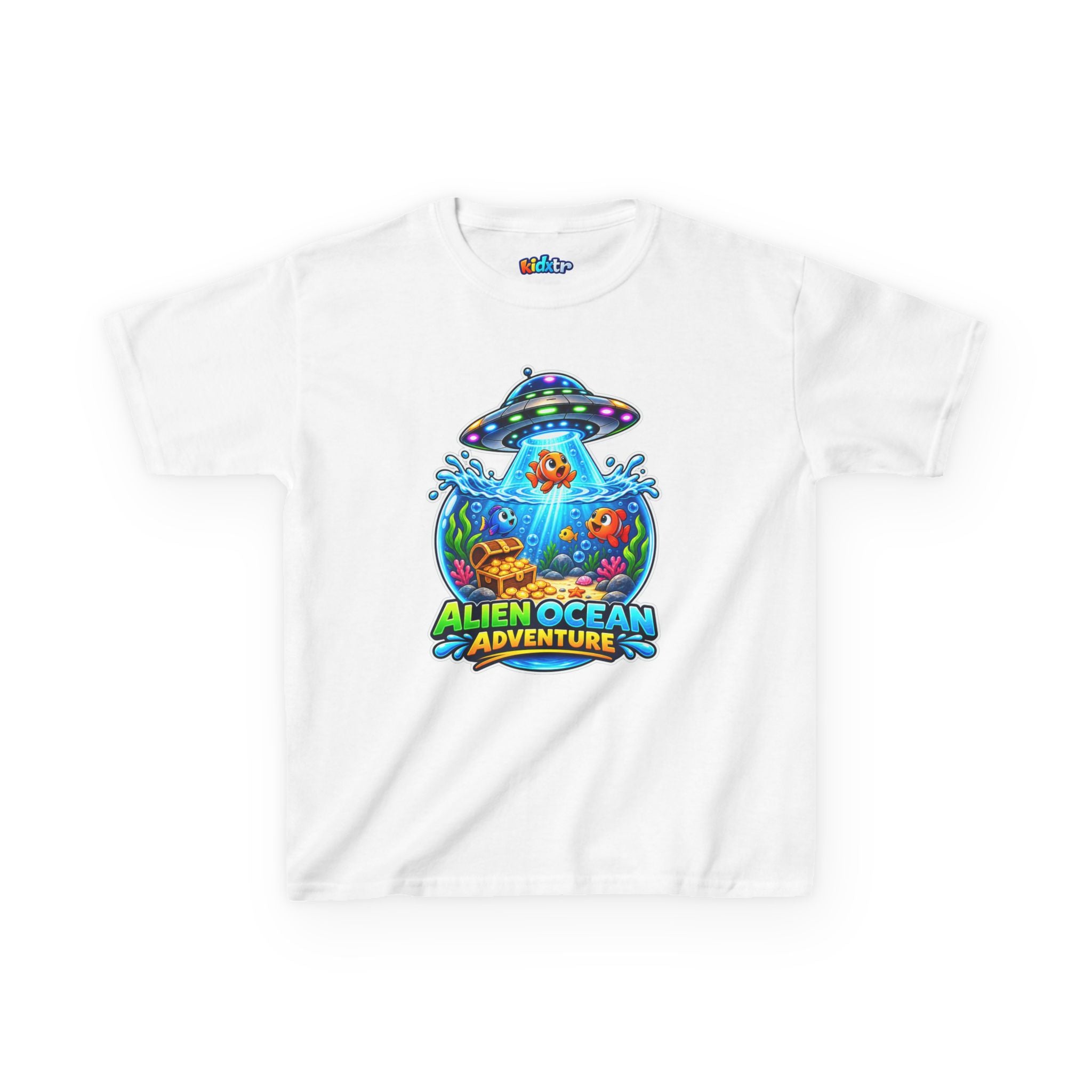 Kidxtr™ Kids Alien T-Shirt — 'Alien Ocean Adventure' UFO Fish Graphic Tee
