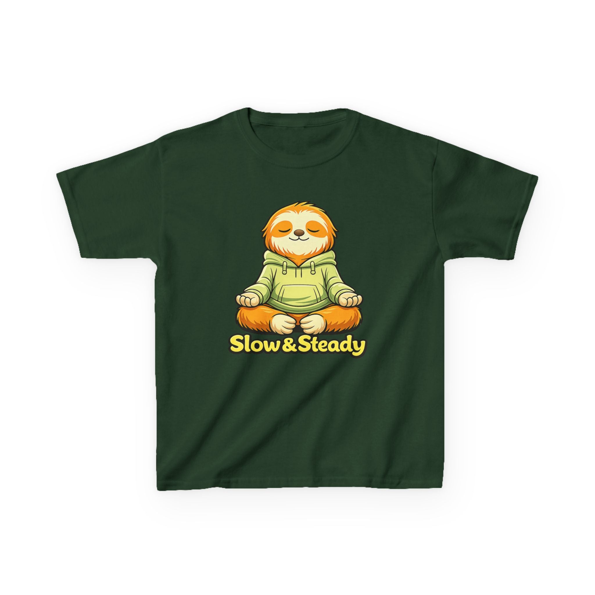 Kids Animal T-Shirt — 'Slow & Steady' Meditating Sloth Graphic Tee