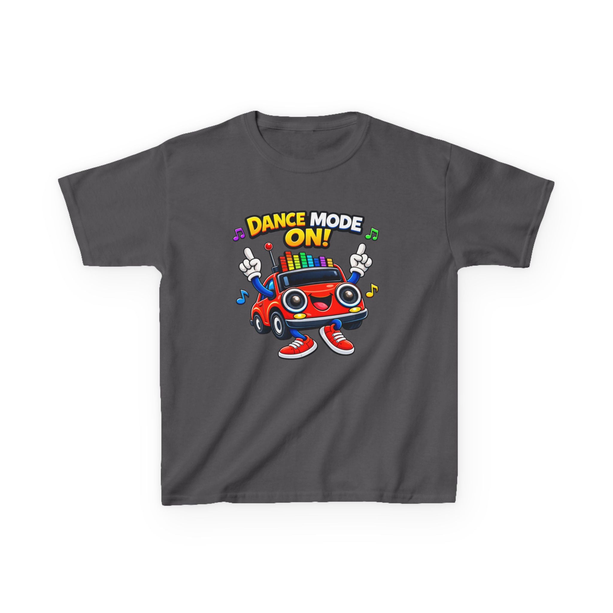 Kids Dance T-Shirt — 'Dance Mode On!' Cartoon Boombox Car Graphic Tee