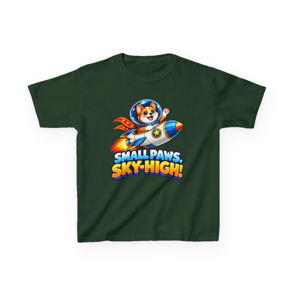 Kidxtr™ Kids Space T-Shirt — 'Small Paws, Sky High' Rocket Dog Graphic Tee