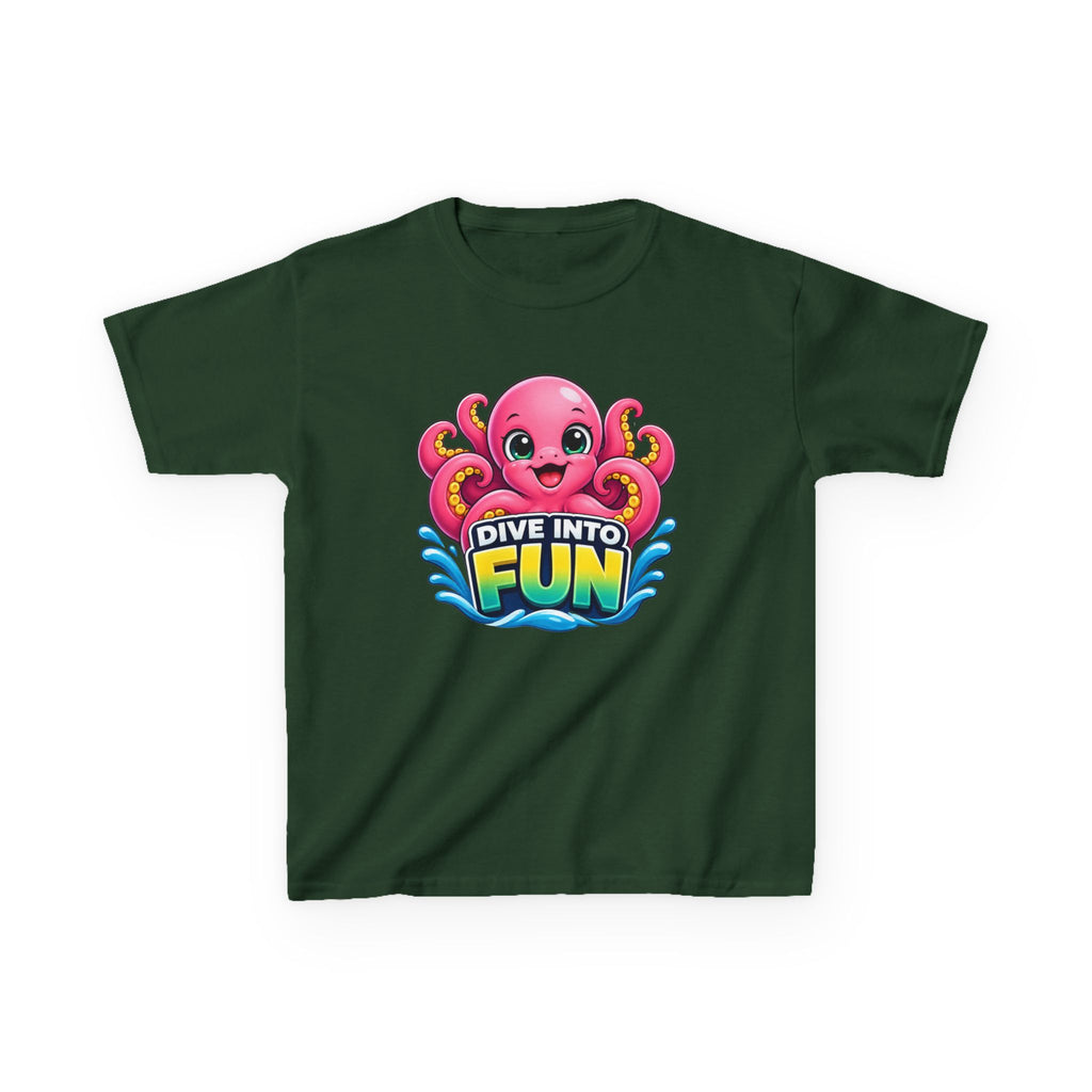 Kids Octopus T-Shirt — 'Dive Into Fun' Pink Octopus Graphic Tee