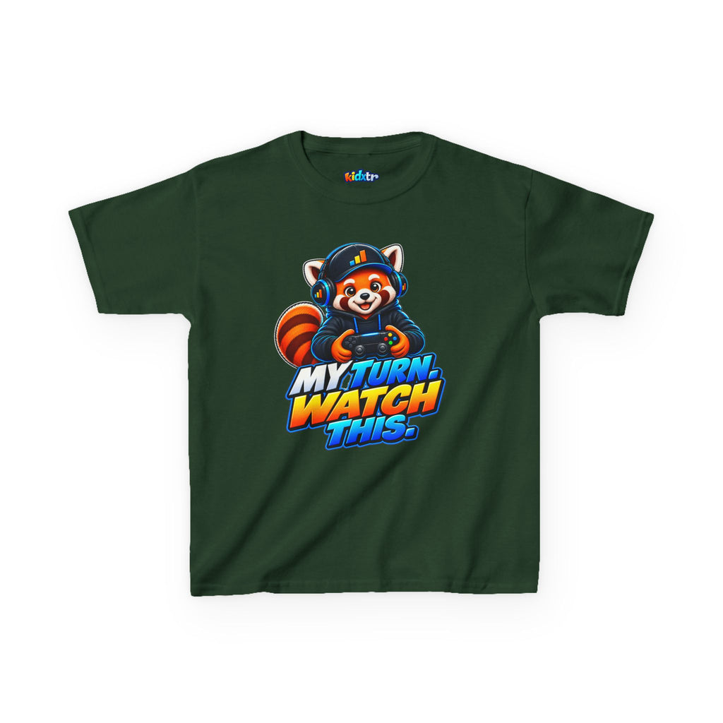 Kidxtr™ Kids Fox T-Shirt — 'My Turn, Watch This' Gaming Fox Graphic Tee