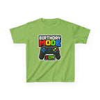 Kids Birthday T-Shirt — 'Birthday Mode On' Video Game Controller Graphic Tee