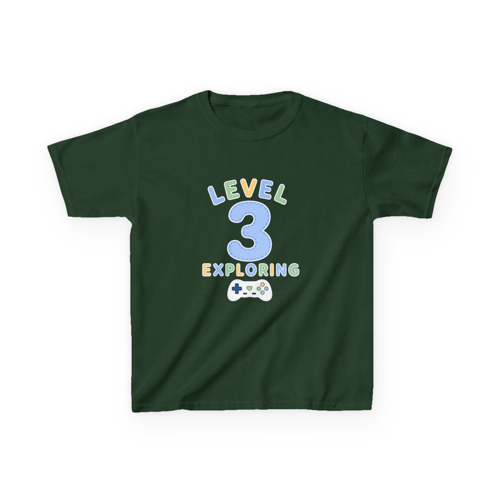 Kids Birthday Gaming T-Shirt — 'Level 3 Exploring' Gamer Graphic Tee