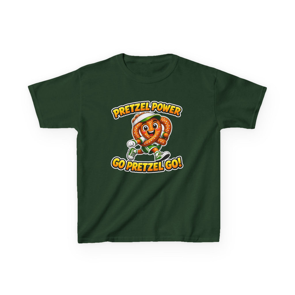 Kids Pretzel T-Shirt — 'Pretzel Power' Go Pretzel Go Cute Snack Mascot Graphic Tee