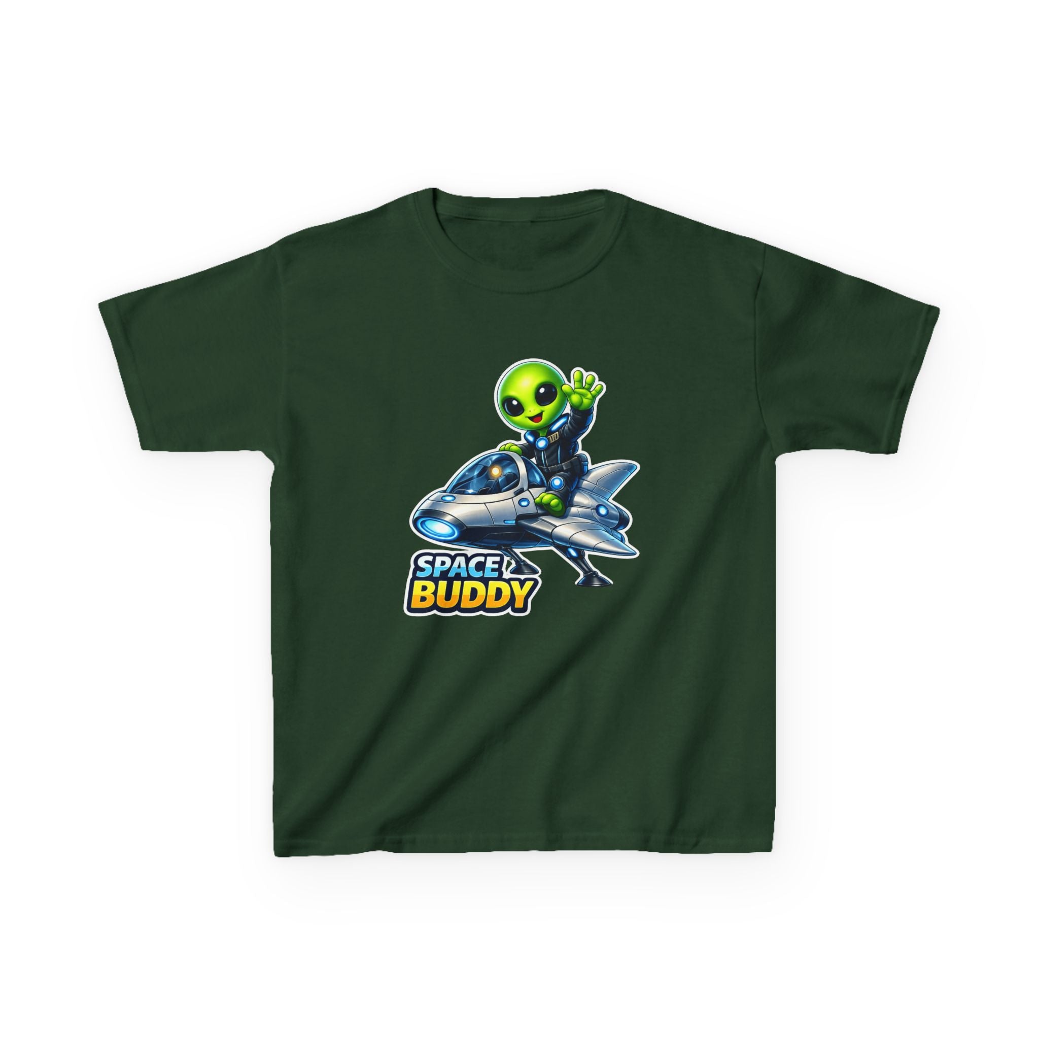 Kids Space Buddy T‑Shirt — Cute Alien in Rocket Tee for Boys & Girls