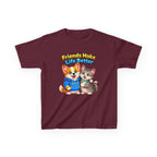Kids Puppy & Kitten T-Shirt — 'Friends Make Life Better' Cute Friendship Graphic Tee