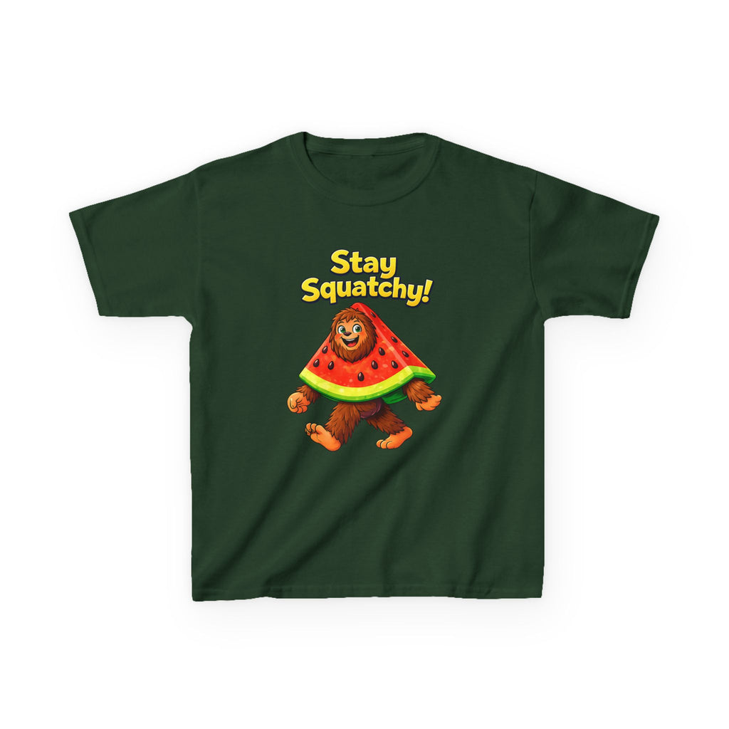 Kids Sasquatch T-Shirt — 'Stay Squatchy!' Watermelon Graphic Tee