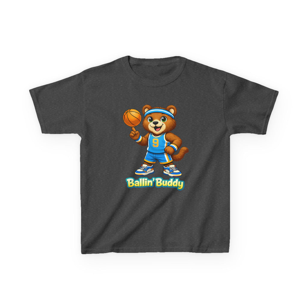 Kidxtr™ Kids Basketball T-Shirt — 'Ballin' Buddy' Cute Bear Basketball Graphic Tee