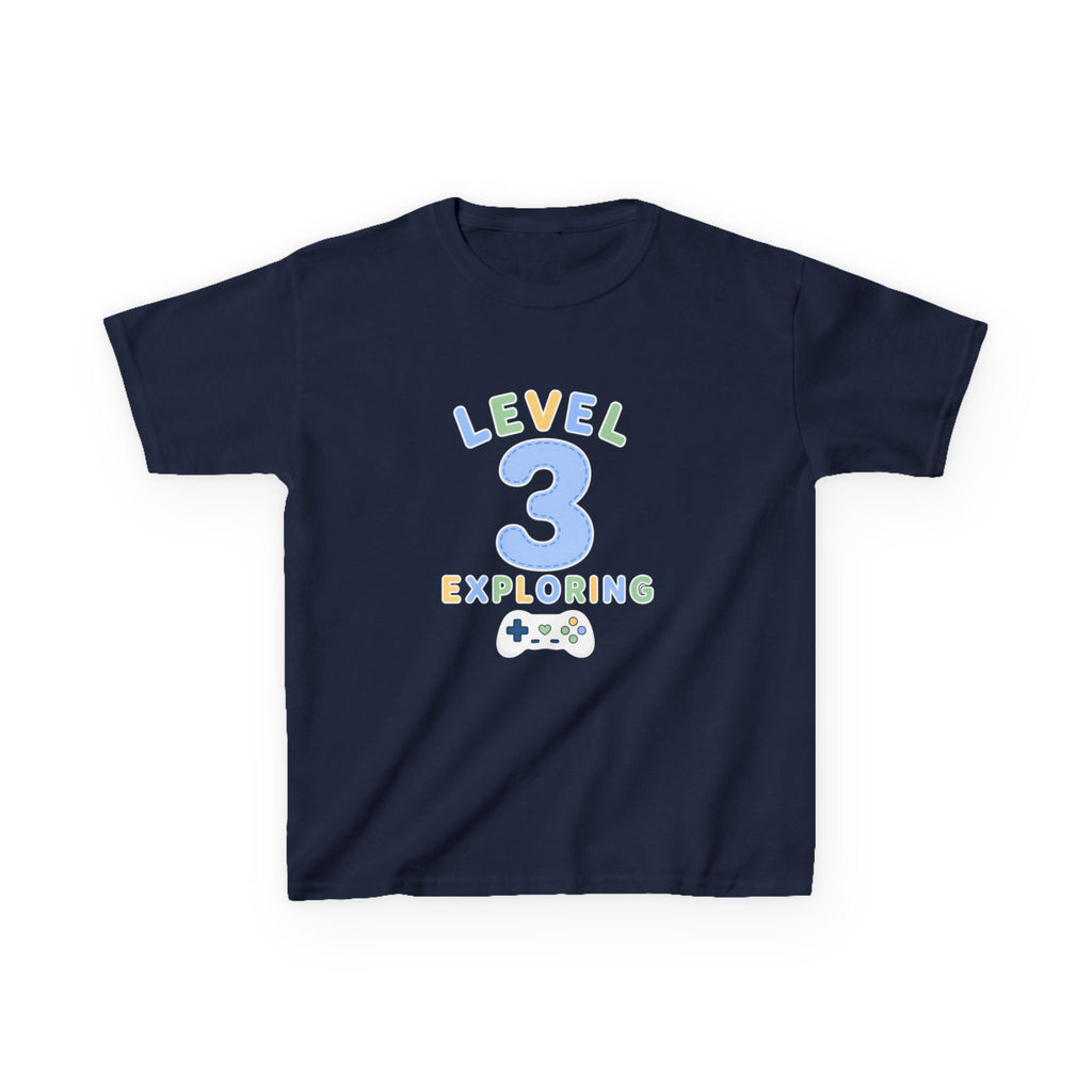 Kids Birthday Gaming T-Shirt — 'Level 3 Exploring' Gamer Graphic Tee
