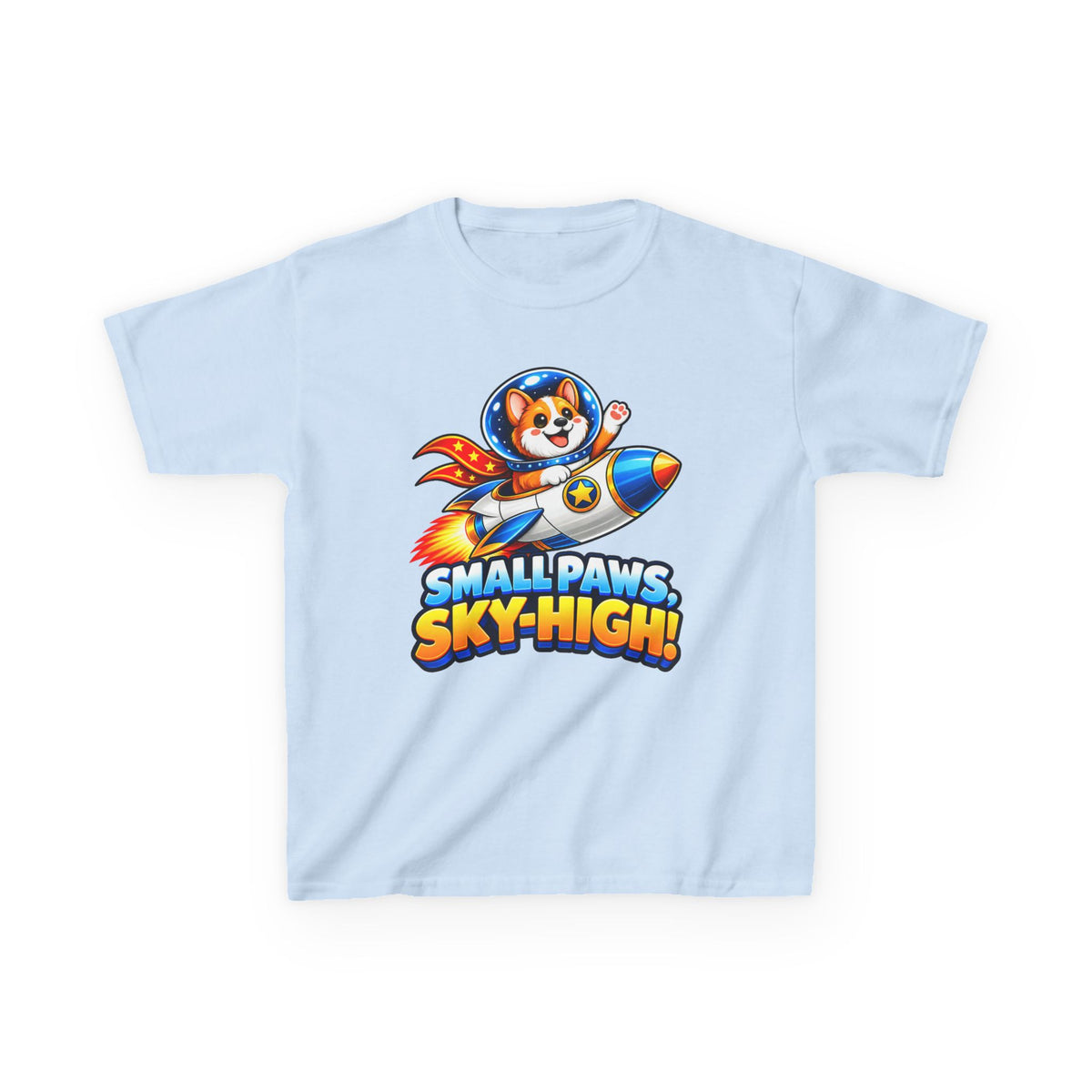 Kidxtr™ Kids Space T-Shirt — 'Small Paws, Sky High' Rocket Dog Graphic Tee