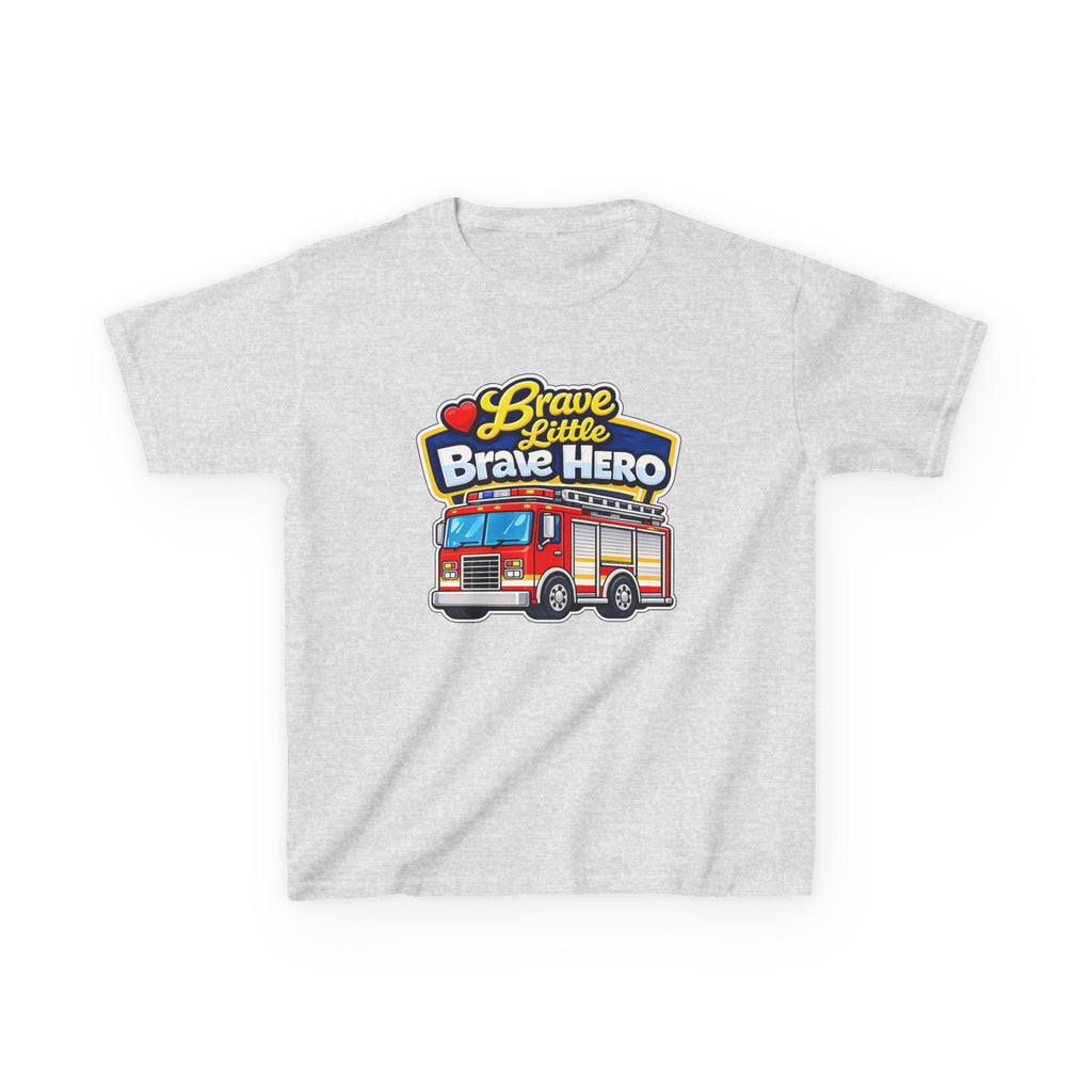 Kids Tee — "Brave Little Brave Hero" Firetruck T-Shirt Graphic