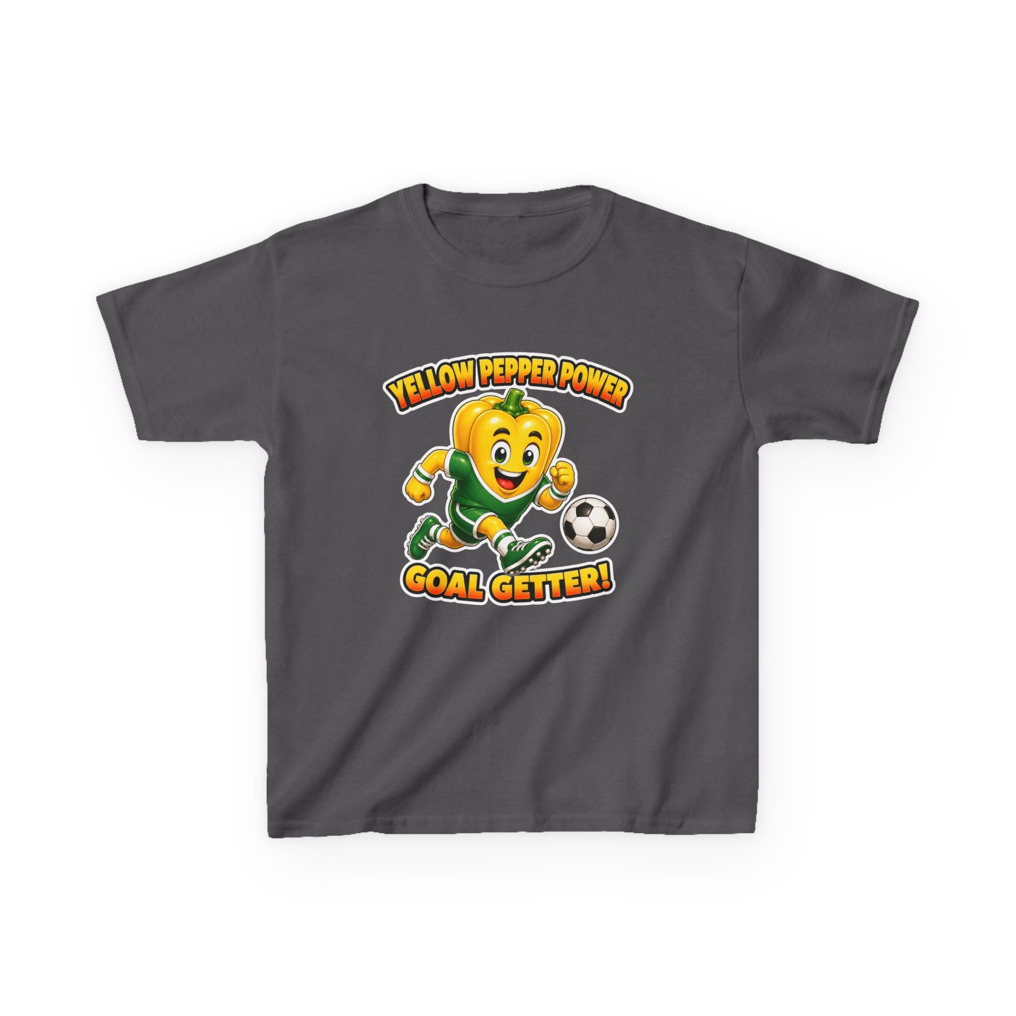 Kids Soccer T-Shirt — 'Yellow Pepper Power' Goal Getter Graphic Tee