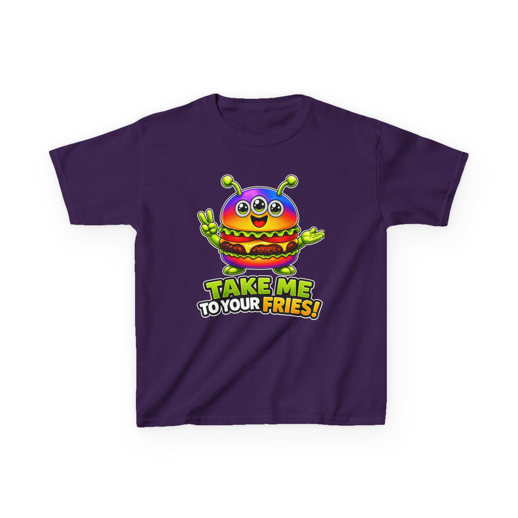 Kids Alien T-Shirt — 'Take Me to Your Fries' Cute Alien Burger Graphic Tee