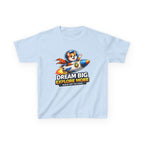 Kids Tee — "Dream Big Explore More" Rocket Dog Space Graphic