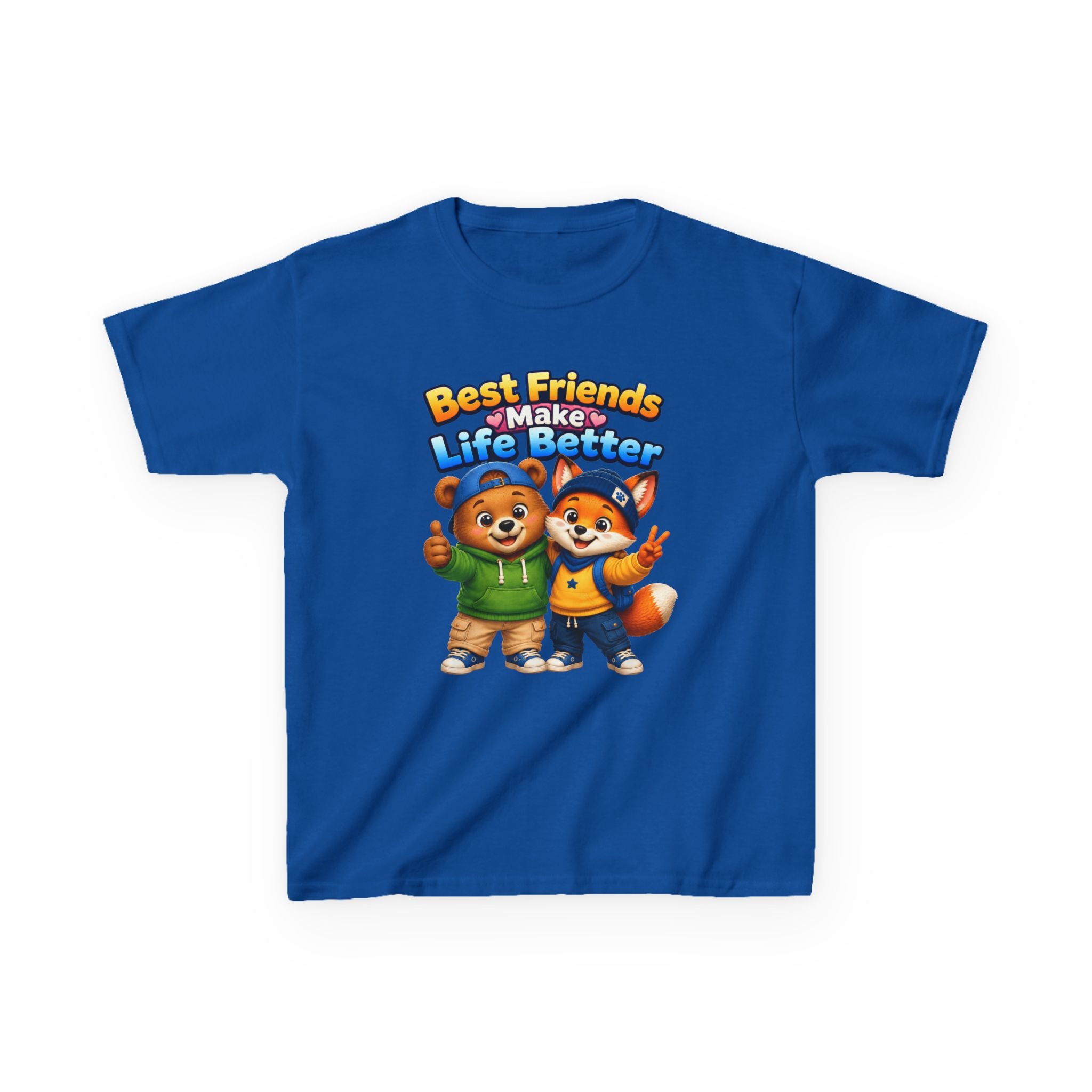 Kids Friendship T-Shirt — 'Best Friends Make Life Better' Cute Bear & Fox Graphic Tee