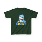 Kids Dinosaur T-Shirt — 'SMART' Blue Dino Graphic Tee