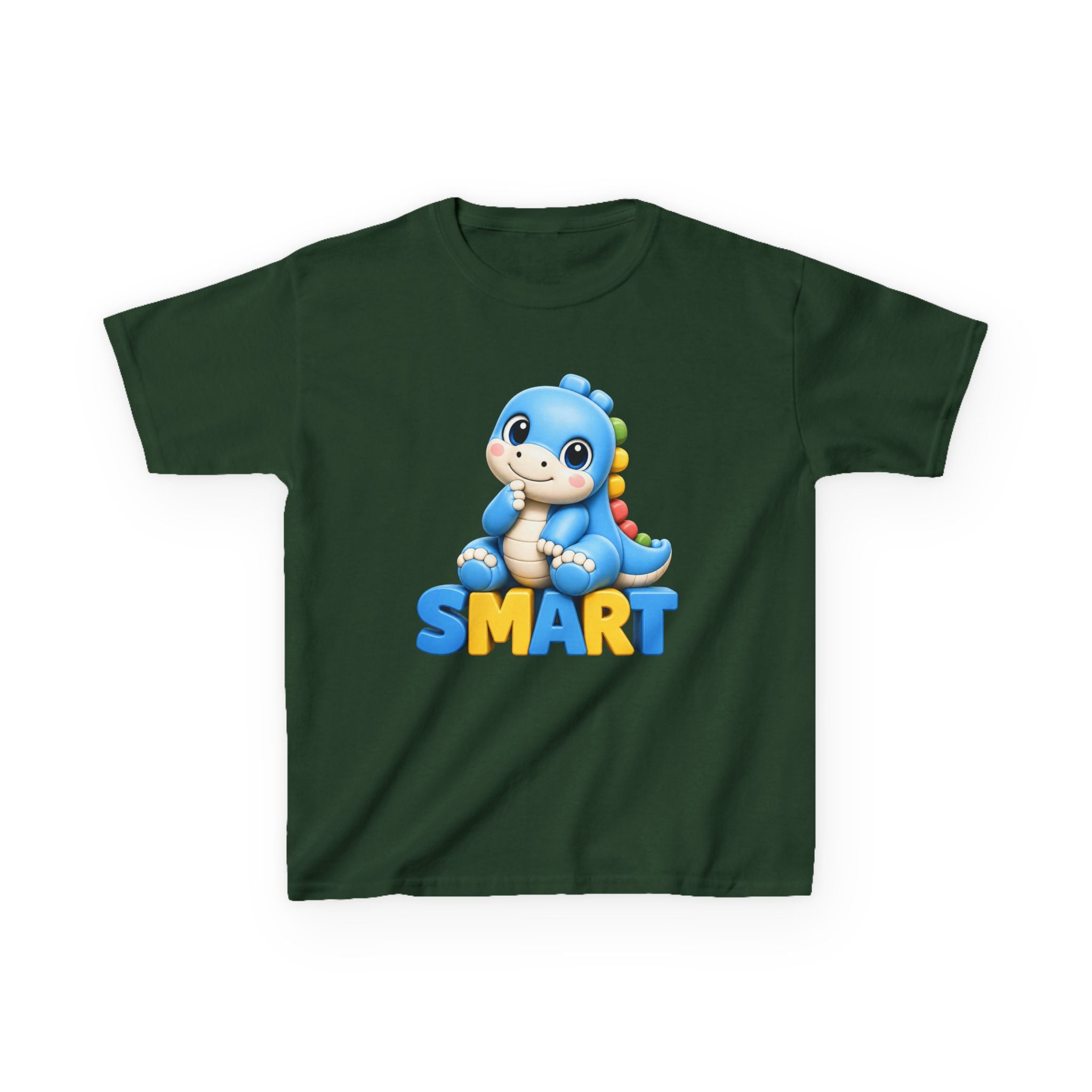 Kids Dinosaur T-Shirt — 'SMART' Blue Dino Graphic Tee
