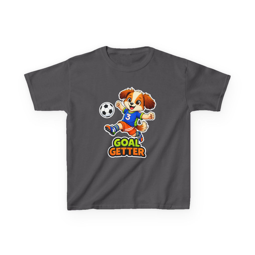 Kids Soccer T-Shirt — 'Puppy Power' Cute Soccer Player Dog Graphic Tee