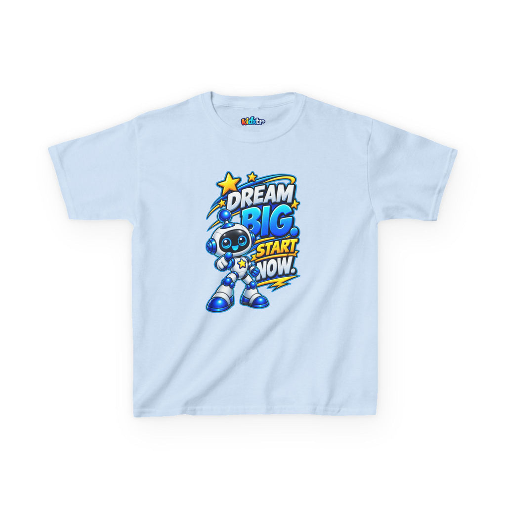Kidxtr™ Kids Robot T-Shirt — 'Dream Big, Start Now' Motivational Robot Graphic Tee