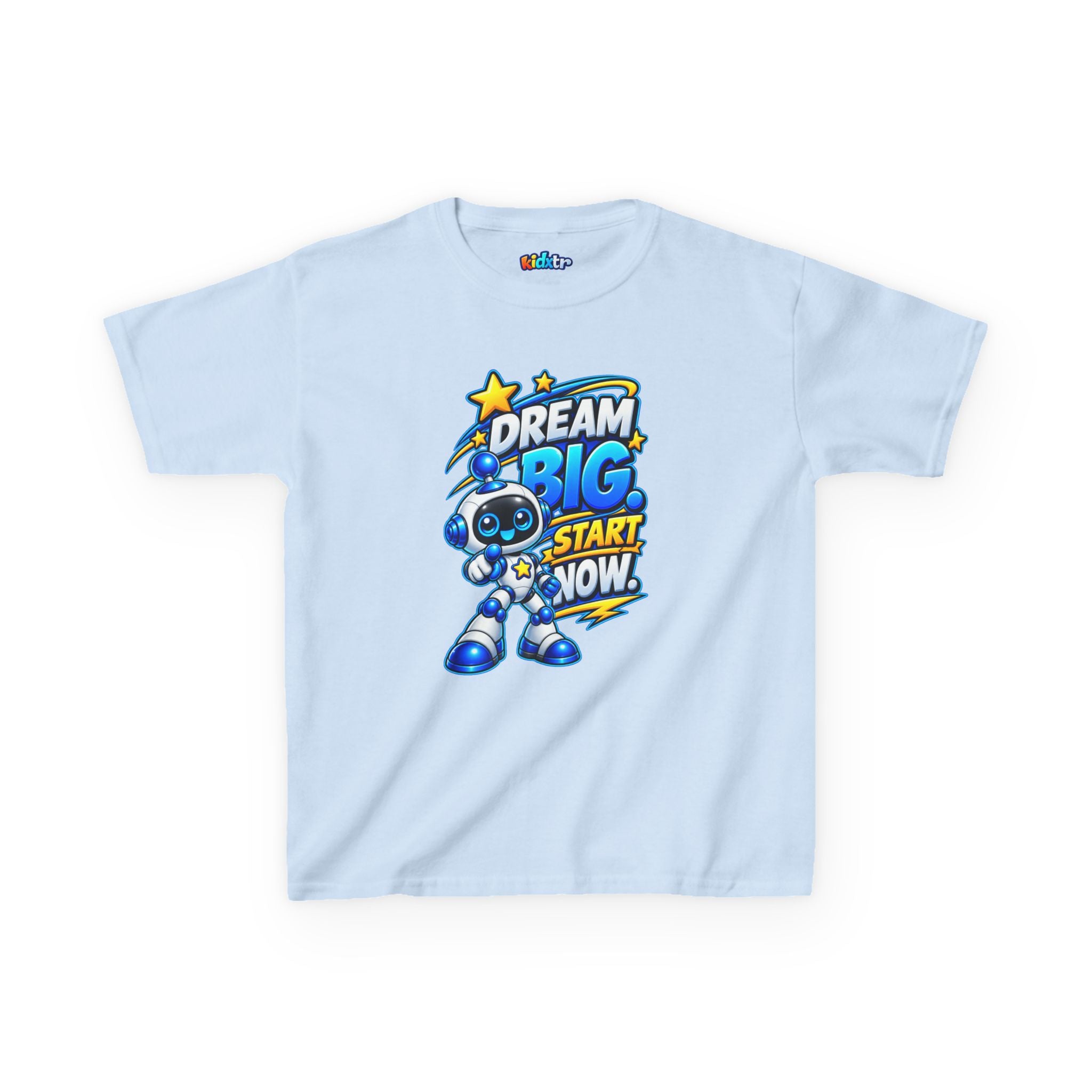 Kidxtr™ Kids Robot T-Shirt — 'Dream Big, Start Now' Motivational Robot Graphic Tee
