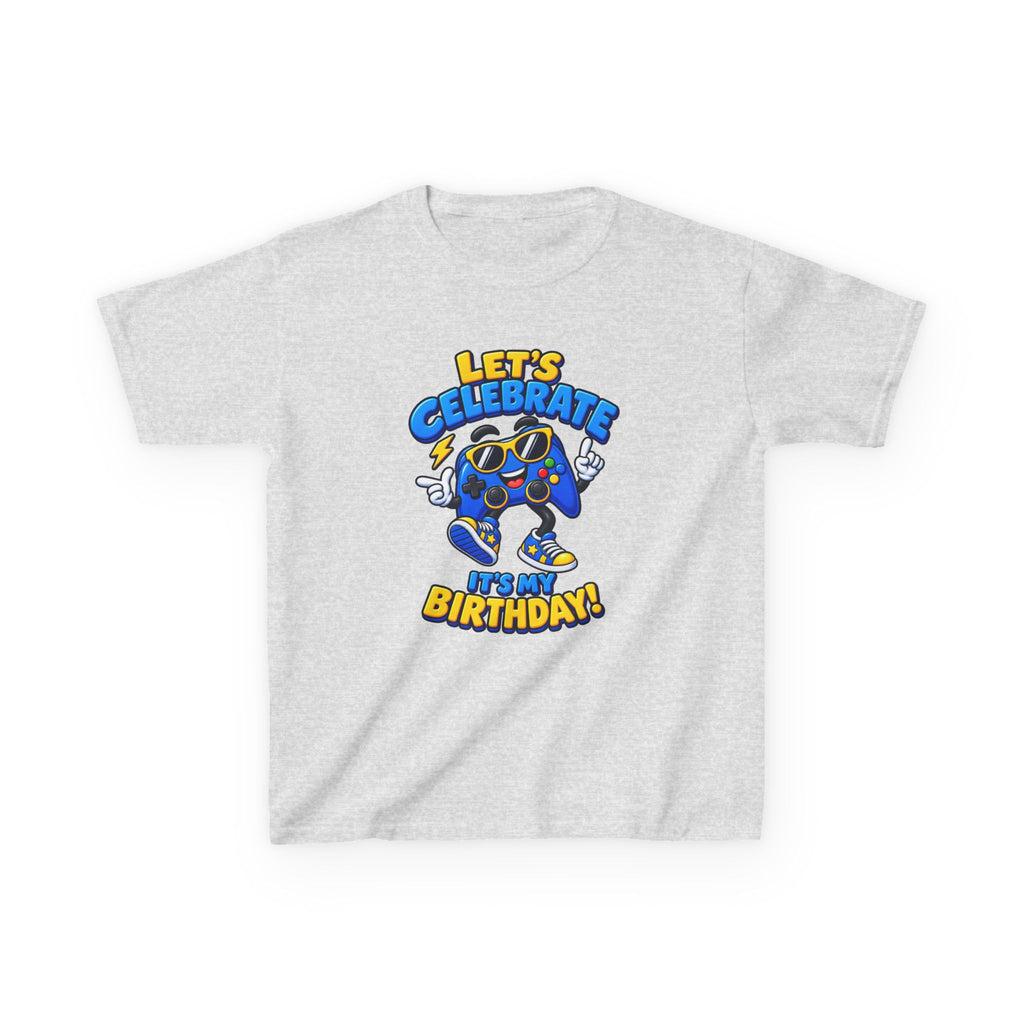 Kids Birthday T-Shirt — 'Let's Celebrate It's My Birthday!' Cartoon Party Graphic Tee