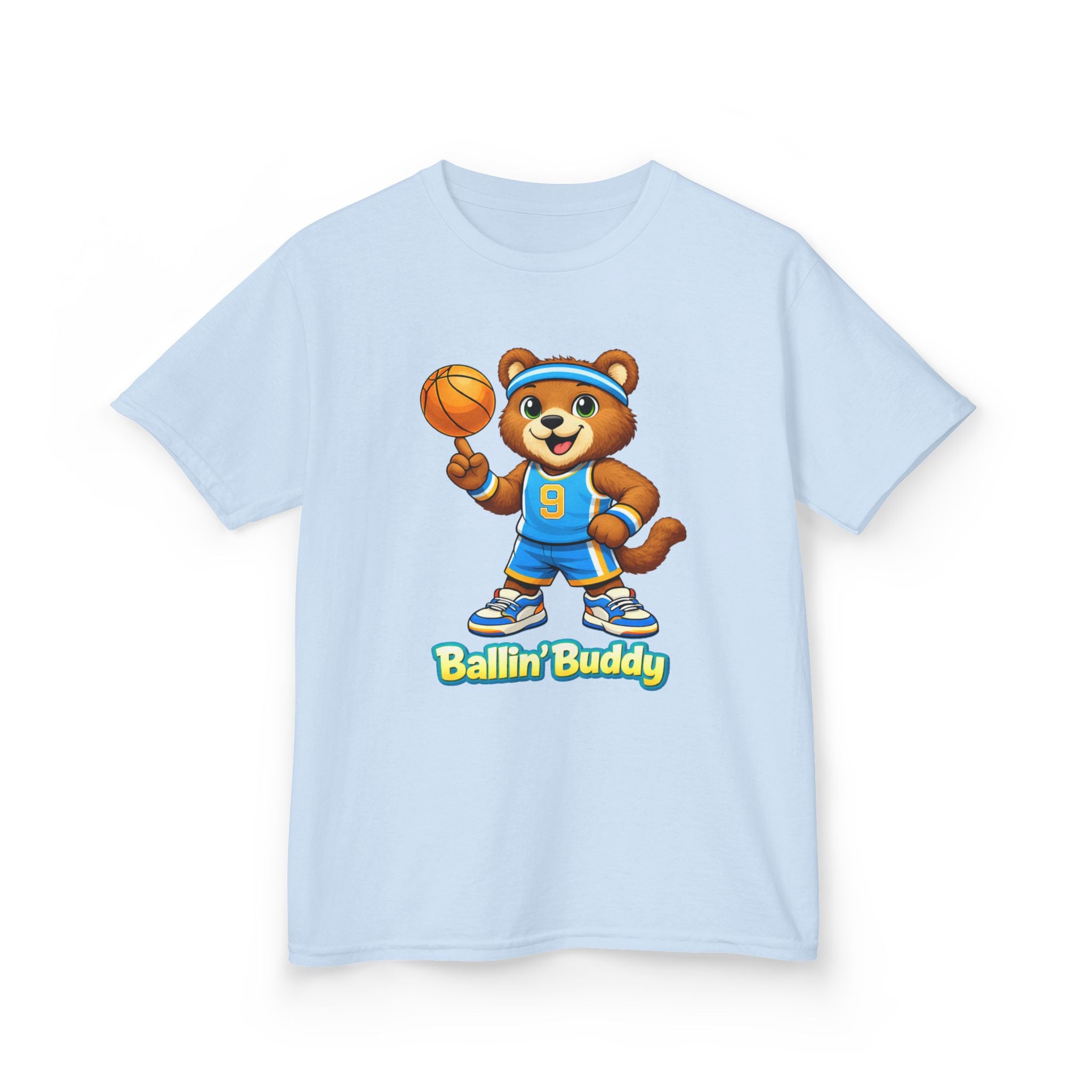 Kidxtr™ Kids Basketball T-Shirt — 'Ballin' Buddy' Cute Bear Basketball Graphic Tee
