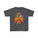 Kidxtr™ Kids Pumpkin T-Shirt — 'Trick or Treat' Jack-O-Lantern Candy Basket Graphic Tee